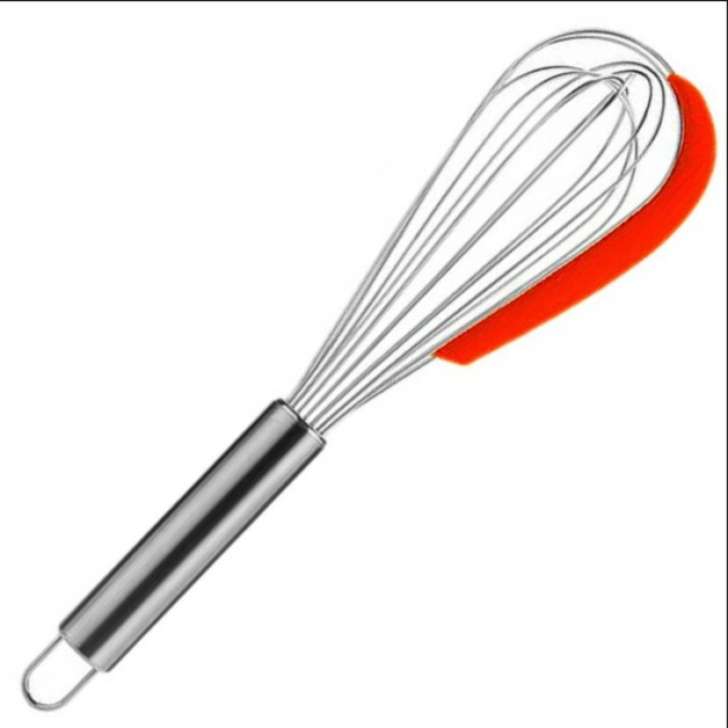 Batedor Fouet em  Aço (Inox)  c/ Raspador 26cm - Prime Chef