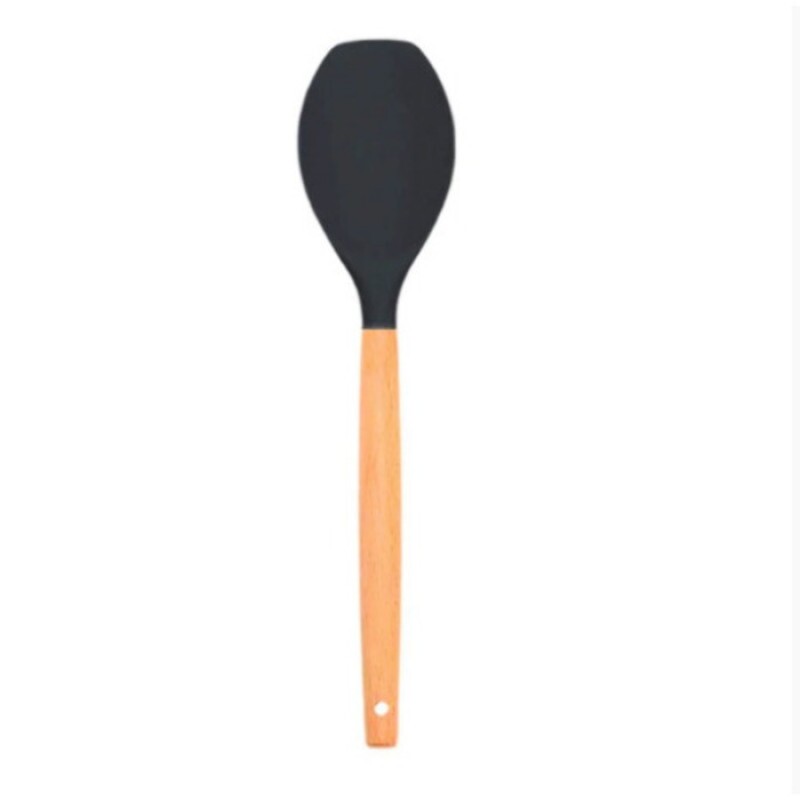 Espátula Raspadora Silicone Cabo Madeira 32cm Preta - Prime Chef