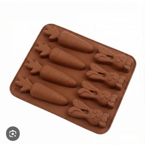 FORMA DUO PASCOA PARA CHOCOLATES CENOURAS E COELHOS 8 CAVIDADES